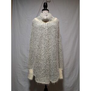Freeway‎ Women's Chunky Striped Fuzzy Eyelash Knit Cowl Neck Sweater Size Large